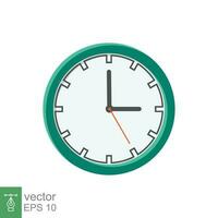 icono plano de reloj analógico. símbolo de gestión del tiempo, cronómetro con flecha de hora, minuto y segundo. ilustración vectorial simple aislada sobre fondo blanco. eps 10. vector