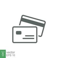 Credit card icon. Simple flat style. Business pay concept. Two cards on top of each other. Vector illustration isolated on white background. EPS 10.