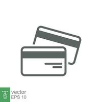 Credit card icon. Simple flat style. Business pay concept. Two cards on top of each other. Vector illustration isolated on white background. EPS 10.