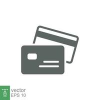 Credit card icon. Simple flat style. Business pay concept. Two cards on top of each other. Vector illustration isolated on white background. EPS 10.