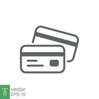 Credit card icon. Simple flat style. Business pay concept. Two cards on top of each other. Vector illustration isolated on white background. EPS 10.