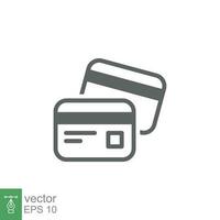 Credit card icon. Simple flat style. Business pay concept. Two cards on top of each other. Vector illustration isolated on white background. EPS 10.