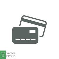 Credit card icon. Simple flat style. Business pay concept. Two cards on top of each other. Vector illustration isolated on white background. EPS 10.