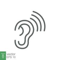 Ear icon. Simple outline style. Hearing, listen symbol. Thin line vector illustration isolated on white background. EPS 10.