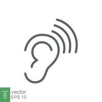 Ear icon. Simple outline style. Hearing, listen symbol. Thin line vector illustration isolated on white background. EPS 10.