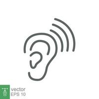 Ear icon. Simple outline style. Hearing, listen symbol. Thin line vector illustration isolated on white background. EPS 10.