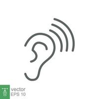 Ear icon. Simple outline style. Hearing, listen symbol. Thin line vector illustration isolated on white background. EPS 10.