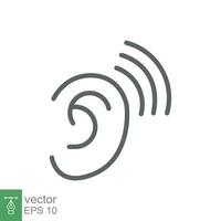 Ear icon. Simple outline style. Hearing, listen symbol. Thin line vector illustration isolated on white background. EPS 10.