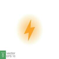 Lightning bolt thunder icon. Power energy battery concept. Glowing yellow on black background. Vector illustration isolated. EPS 10.