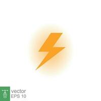 Lightning bolt thunder icon. Power energy battery concept. Glowing yellow on black background. Vector illustration isolated. EPS 10.