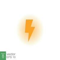 Lightning bolt thunder icon. Power energy battery concept. Glowing yellow on black background. Vector illustration isolated. EPS 10.