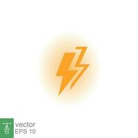 Lightning bolt thunder icon. Power energy battery concept. Glowing yellow on black background. Vector illustration isolated. EPS 10.