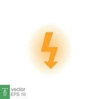 Lightning bolt thunder icon. Power energy battery concept. Glowing yellow on black background. Vector illustration isolated. EPS 10.