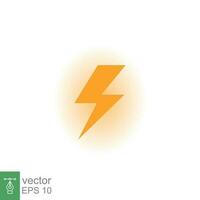 Lightning bolt thunder icon. Power energy battery concept. Glowing yellow on black background. Vector illustration isolated. EPS 10.