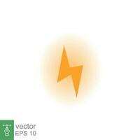 Lightning bolt thunder icon. Power energy battery concept. Glowing yellow on black background. Vector illustration isolated. EPS 10.
