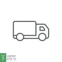 Truck icon. Simple outline style. Thin line symbol. Shipping car, delivery concept. Vector illustration isolated on white background. EPS 10.