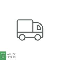 Truck icon. Simple outline style. Thin line symbol. Shipping car, delivery concept. Vector illustration isolated on white background. EPS 10.