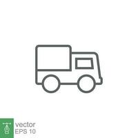 Truck icon. Simple outline style. Thin line symbol. Shipping car, delivery concept. Vector illustration isolated on white background. EPS 10.