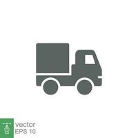 Truck icon. Simple solid style. Glyph symbol. Shipping car, delivery concept. Vector illustration isolated on white background. EPS 10.