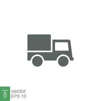 Truck icon. Simple solid style. Glyph symbol. Shipping car, delivery concept. Vector illustration isolated on white background. EPS 10.