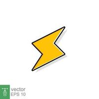 Thunder and bolt lighting flash icon. Flat style on white background. Vector illustration isolated. EPS 10.