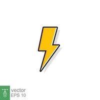 Thunder and bolt lighting flash icon. Flat style on white background. Vector illustration isolated. EPS 10.