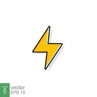 Thunder and bolt lighting flash icon. Flat style on white background. Vector illustration isolated. EPS 10.