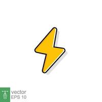 Thunder and bolt lighting flash icon. Flat style on white background. Vector illustration isolated. EPS 10.