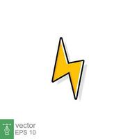 Thunder and bolt lighting flash icon. Flat style on white background. Vector illustration isolated. EPS 10.