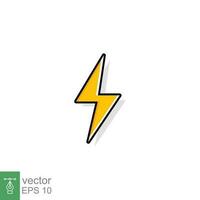 Thunder and bolt lighting flash icon. Flat style on white background. Vector illustration isolated. EPS 10.