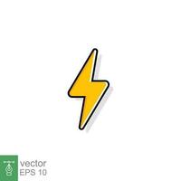 Thunder and bolt lighting flash icon. Flat style on white background. Vector illustration isolated. EPS 10.