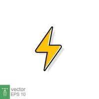 Thunder and bolt lighting flash icon. Flat style on white background. Vector illustration isolated. EPS 10.