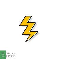 Thunder and bolt lighting flash icon. Flat style on white background. Vector illustration isolated. EPS 10.