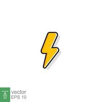 Thunder and bolt lighting flash icon. Flat style on white background. Vector illustration isolated. EPS 10.