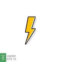 Thunder and bolt lighting flash icon. Flat style on white background. Vector illustration isolated. EPS 10.