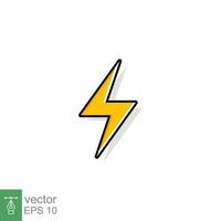 Thunder and bolt lighting flash icon. Flat style on white background. Vector illustration isolated. EPS 10.