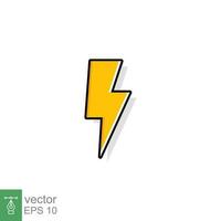 Thunder and bolt lighting flash icon. Flat style on white background. Vector illustration isolated. EPS 10.