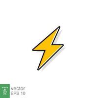 Thunder and bolt lighting flash icon. Flat style on white background. Vector illustration isolated. EPS 10.