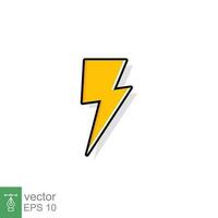 Thunder and bolt lighting flash icon. Flat style on white background. Vector illustration isolated. EPS 10.