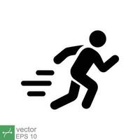 Man fast run icon. Simple solid style. Runner, athlete, person, sprint, exercise, sport concept. Glyph symbol vector illustration design isolated on white background. EPS 10.