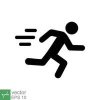 Man fast run icon. Simple solid style. Runner, athlete, person, sprint, exercise, sport concept. Glyph symbol vector illustration design isolated on white background. EPS 10.