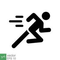 Man fast run icon. Simple solid style. Runner, athlete, person, sprint, exercise, sport concept. Glyph symbol vector illustration design isolated on white background. EPS 10.