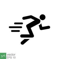 Man fast run icon. Simple solid style. Runner, athlete, person, sprint, exercise, sport concept. Glyph symbol vector illustration design isolated on white background. EPS 10.