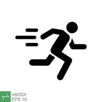 hombre rápido correr icono. sencillo sólido estilo. corredor, atleta, persona, pique, ejercicio, deporte concepto. glifo símbolo vector ilustración diseño aislado en blanco antecedentes. eps 10