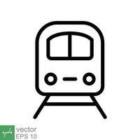 Train icon. Simple outline style. Station, tram, subway, transportation concept. Thin line vector illustration isolated on white background. EPS 10.