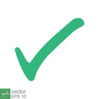 Green check mark icon. Simple flat style. Tick symbol, checkbox, right, checkmark, yes, correct, acceptance, ok concept. Vector illustration isolated on white background. EPS 10.