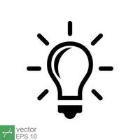 Light bulb icon. Simple outline style. Creative, analytical thinking processing, electrical lamp, idea solution concept. Thin line vector illustration isolated on white background. EPS 10.