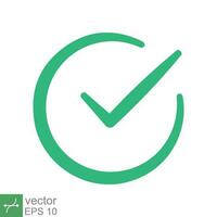 Green check mark icon. Simple flat style. Tick symbol, checkbox, right, checkmark, yes, correct, acceptance, ok concept. Vector illustration isolated on white background. EPS 10.