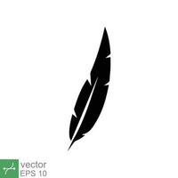 Feather icon. Simple solid style. Soft, bird, quill, weight, light, wing concept. Glyph vector illustration isolated on white background. EPS 10.