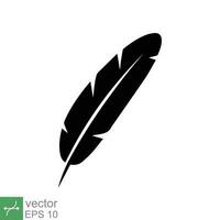 Feather icon. Simple solid style. Soft, bird, quill, weight, light, wing concept. Glyph vector illustration isolated on white background. EPS 10.